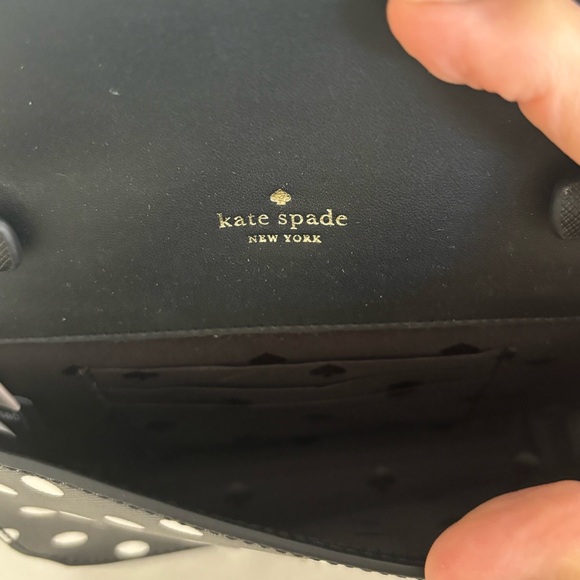 KATE SPADE Cheers Crossbody Bag - Black and White Polka Dot Leather Purse - Picture 11 of 15